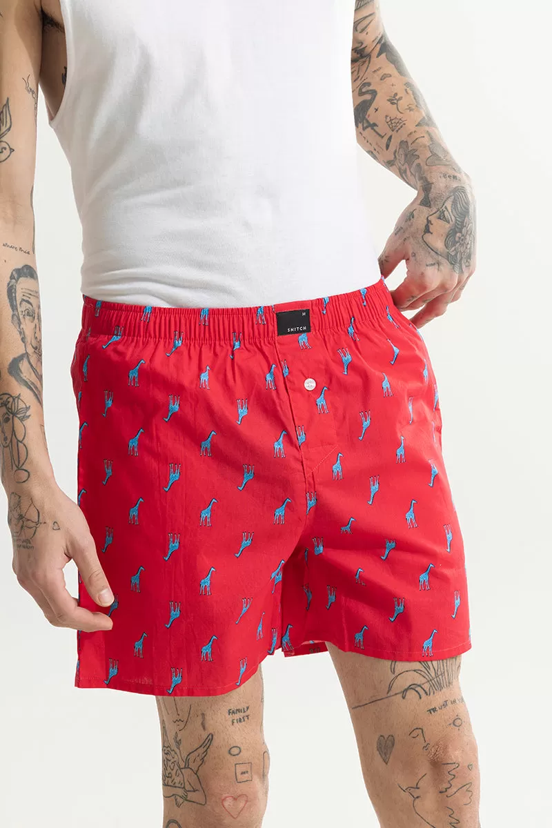 Giraffe Print Red Boxer