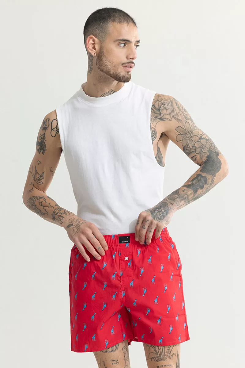 Giraffe Print Red Boxer