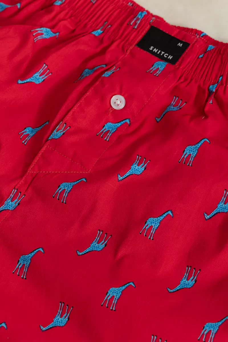 Giraffe Print Red Boxer