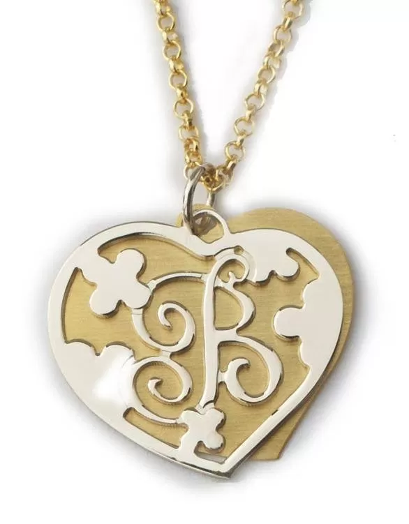 Gold and Silver Cut Out Double Heart Necklace