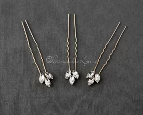 Gold Marquise Wedding Hair Pins Set