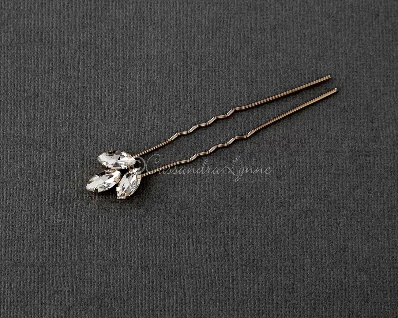 Gold Marquise Wedding Hair Pins Set