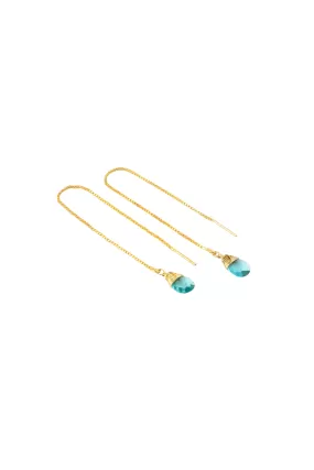 Gold Threader Earring with Apatite Drop