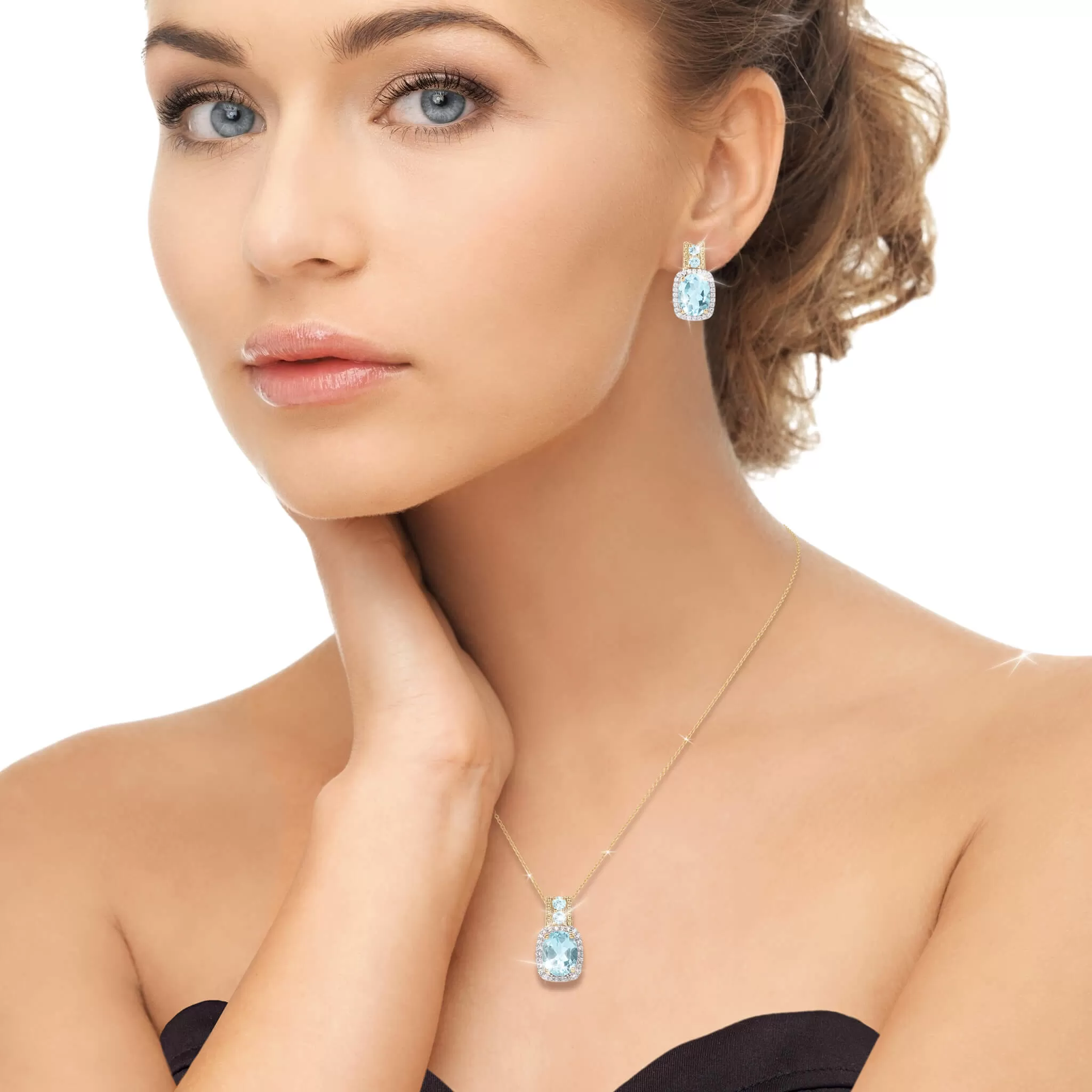 Golden Serenity Blue Topaz Earrings