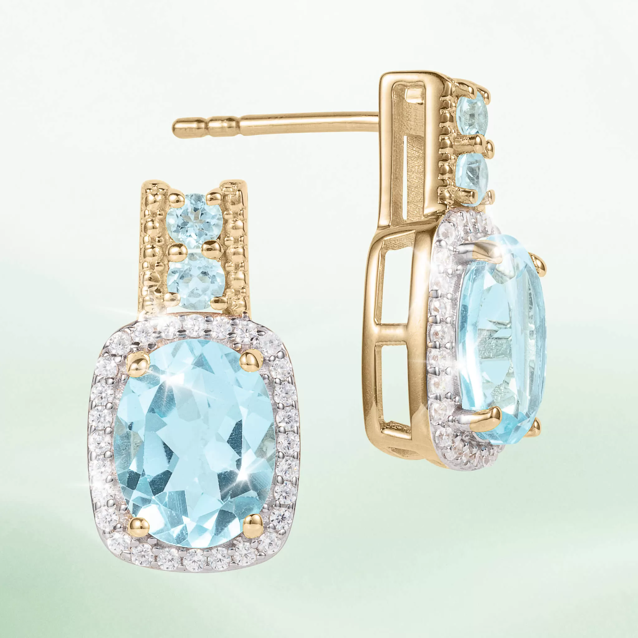 Golden Serenity Blue Topaz Earrings