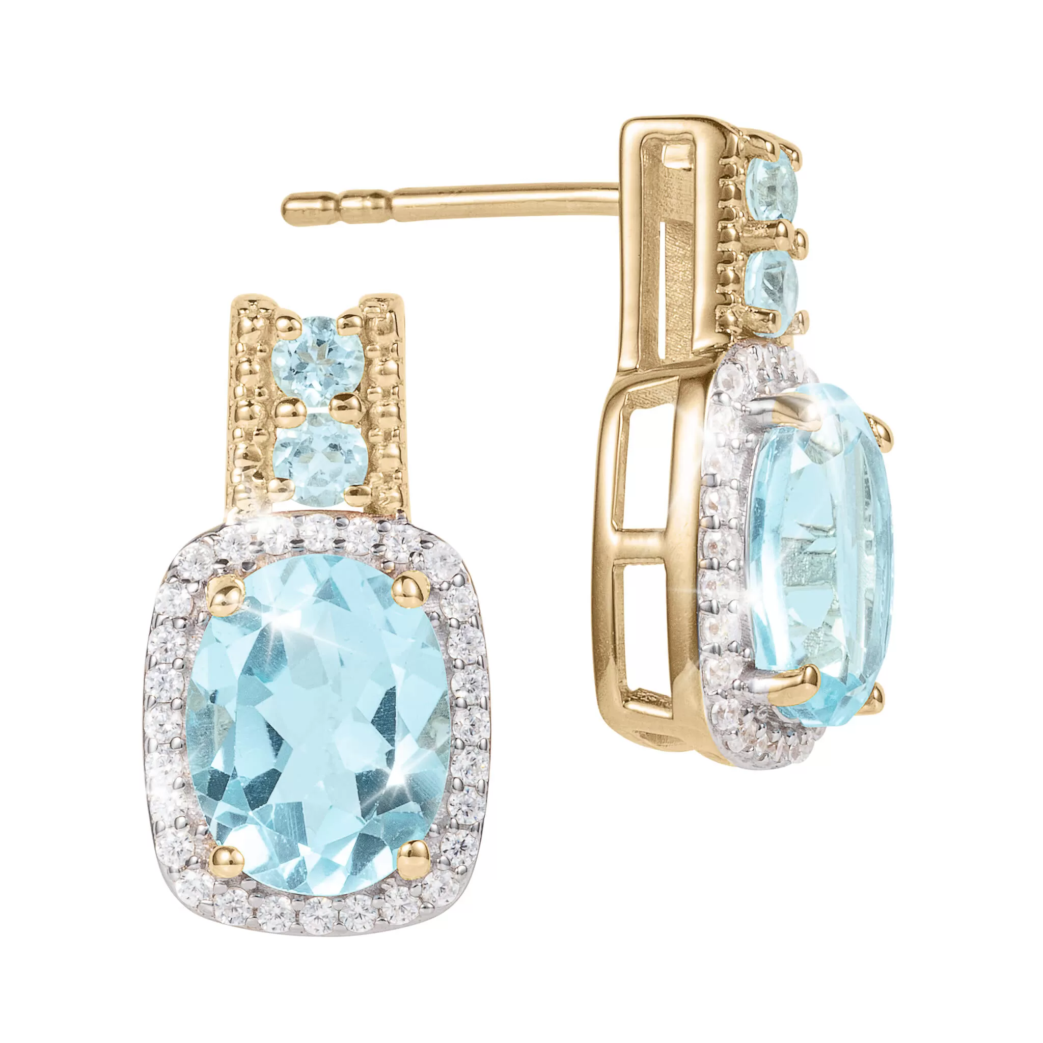 Golden Serenity Blue Topaz Earrings