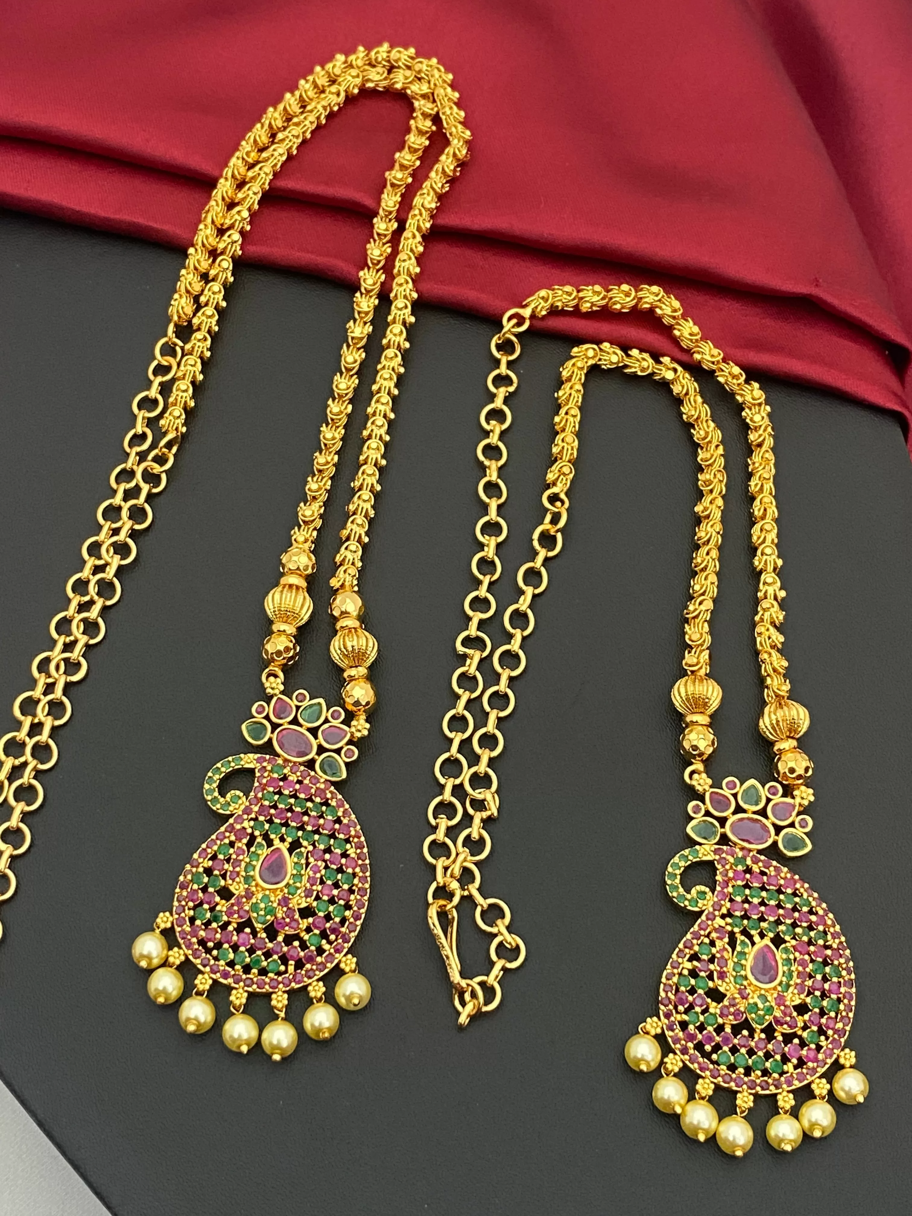 Gorgeous Gold Plated Long Chain And Necklace With Manga Design Pendant