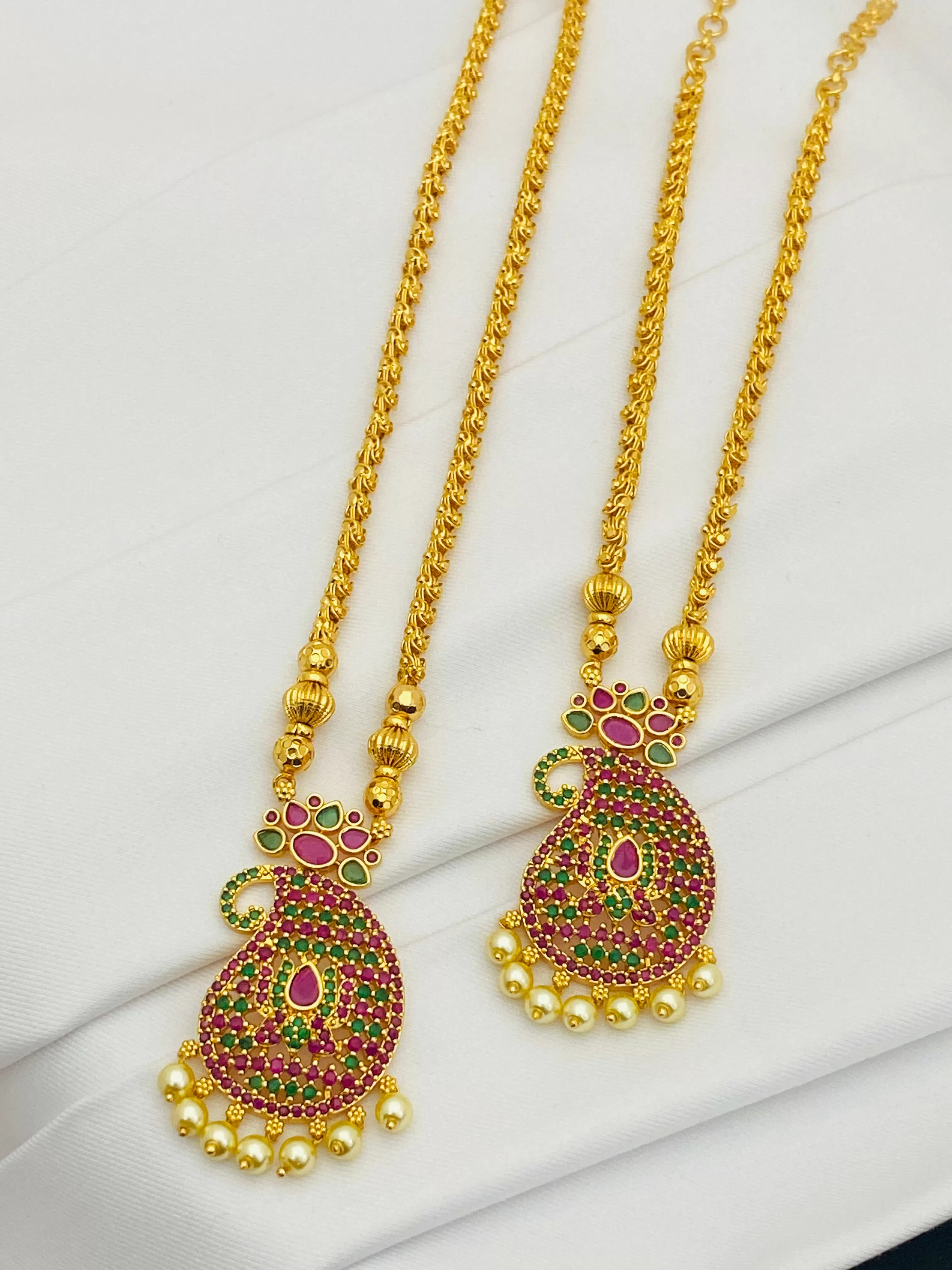 Gorgeous Gold Plated Long Chain And Necklace With Manga Design Pendant