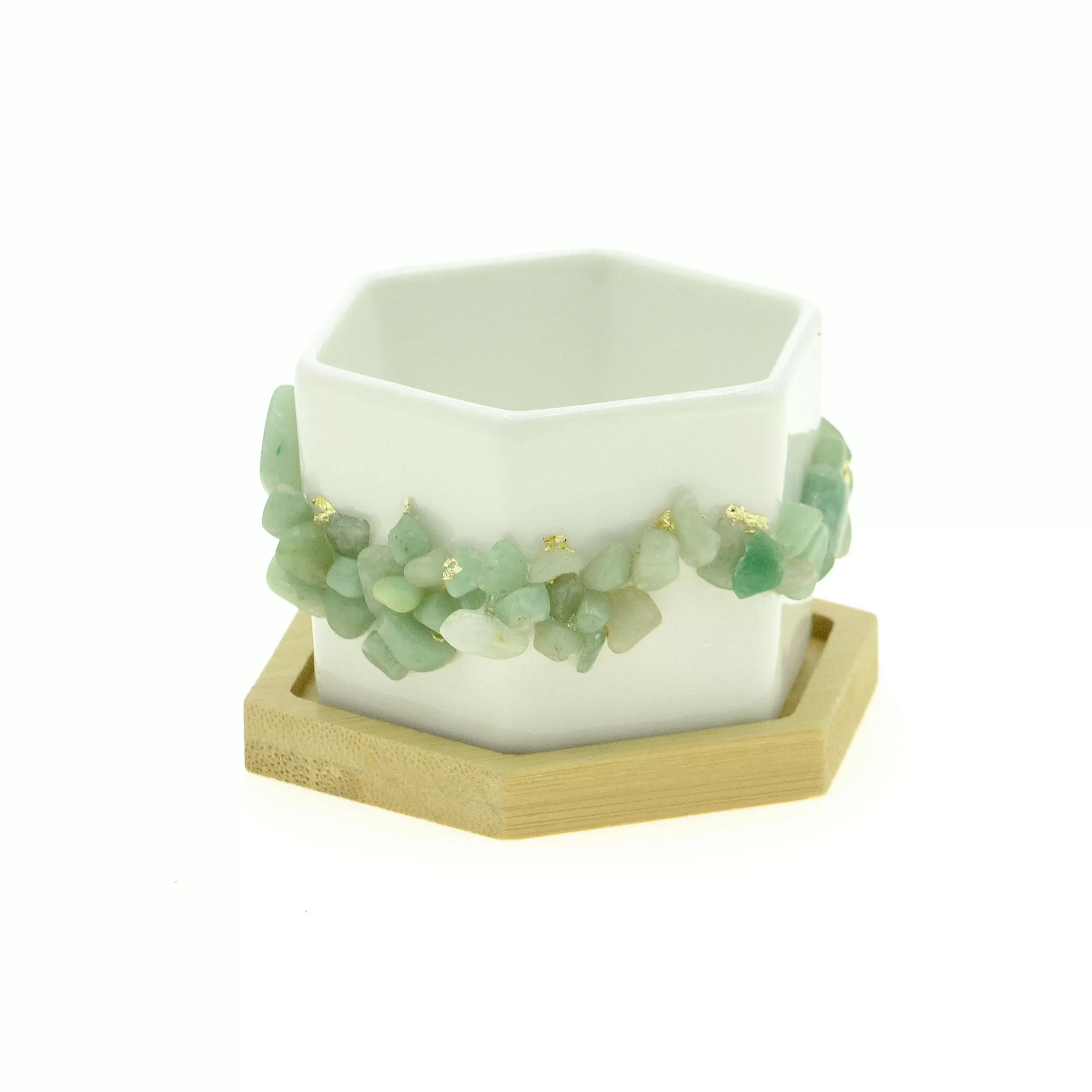 Green Prehnite Gemstone Planter   Air Plant