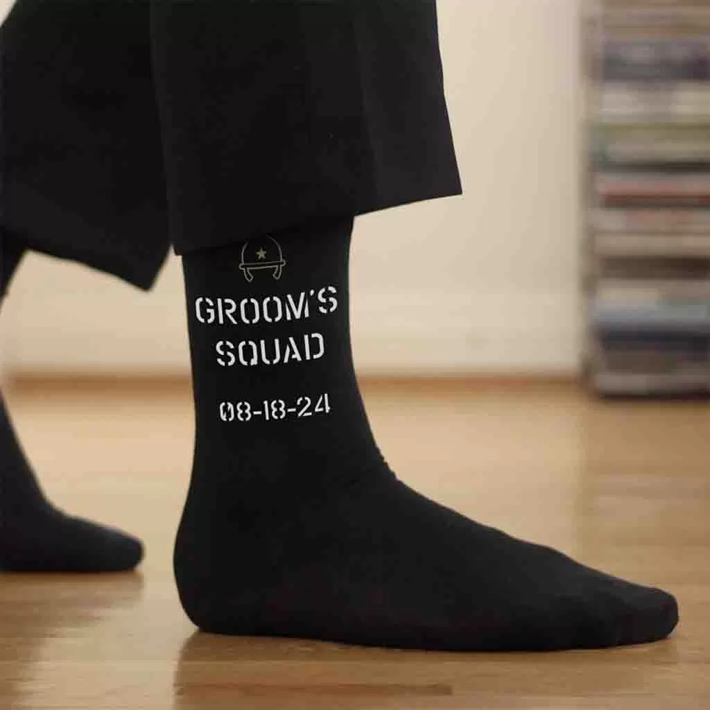 Groom’s Squad - Personalized Wedding Socks with Wedding Date