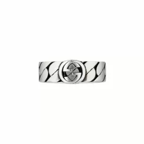 GUCCI STERLING SILVER 6MM INTERLOCKING G RING SZ 7.5