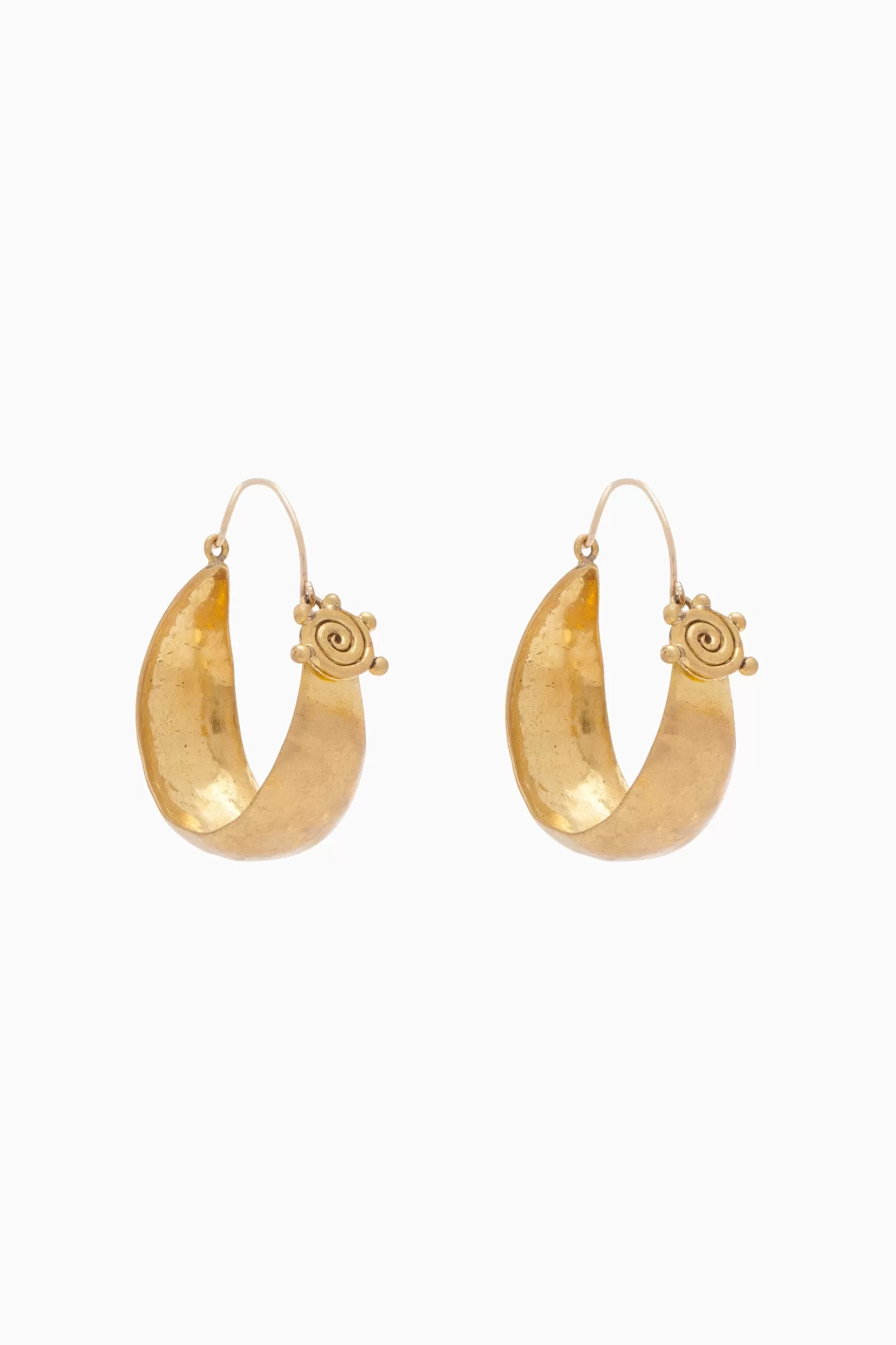 Hammered Circle Hoop Earring - Brass