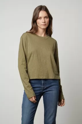 HEATHER CREW NECK CROPPED TEE