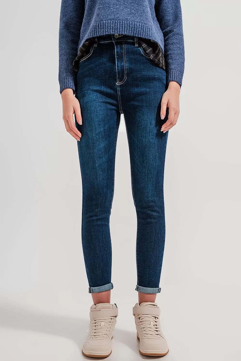 High Waist Skinny Fit Jeans in Dark Blue