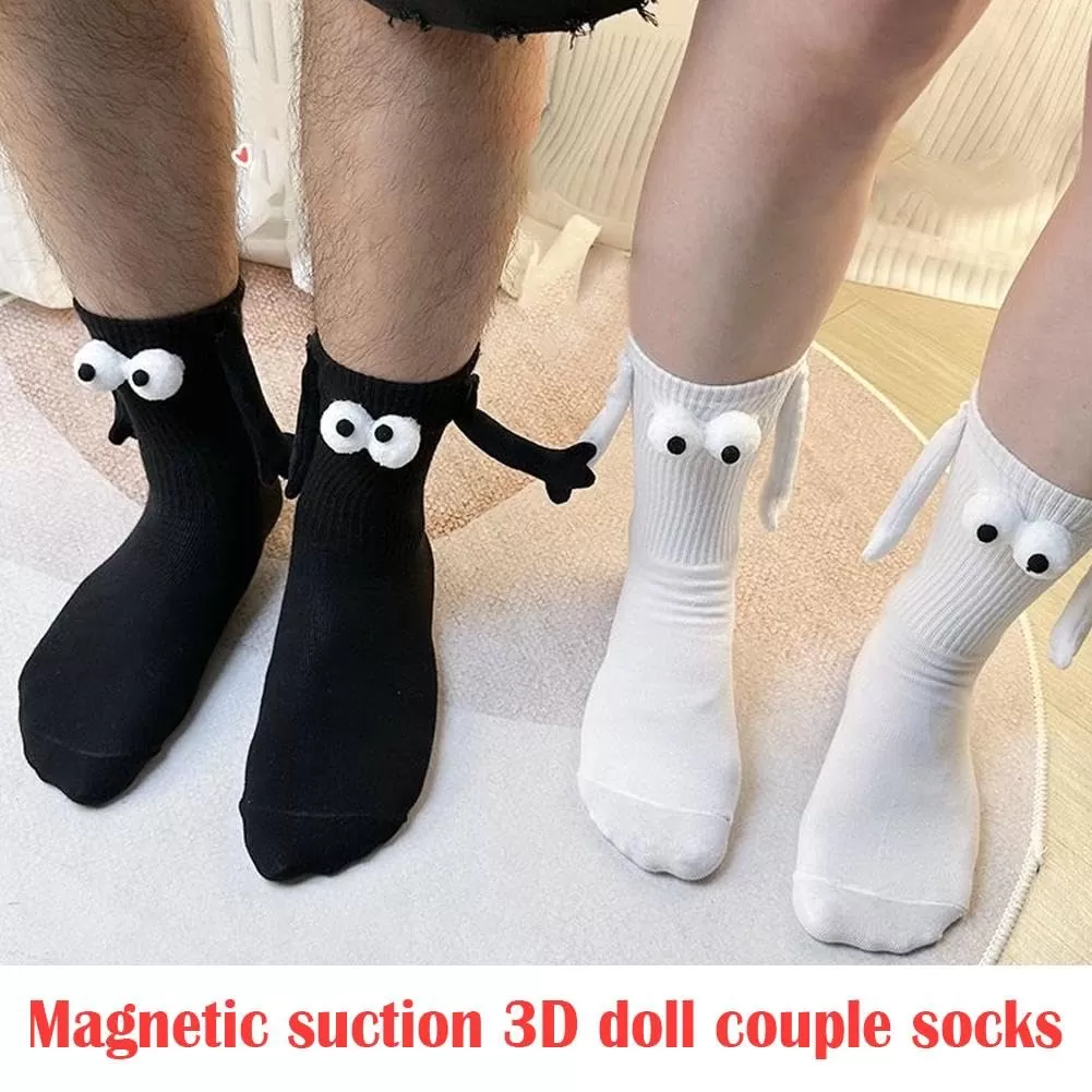 Holding Hands Socks Magnetic Hand Socks Funny Big Eye Socks for Couples Friends