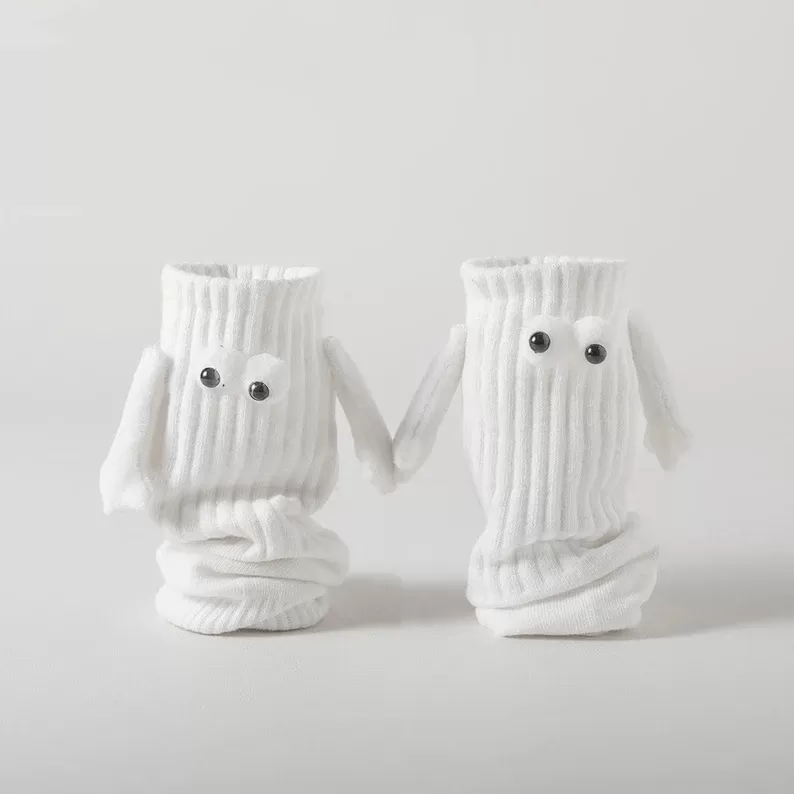 Holding Hands Socks Magnetic Hand Socks Funny Big Eye Socks for Couples Friends