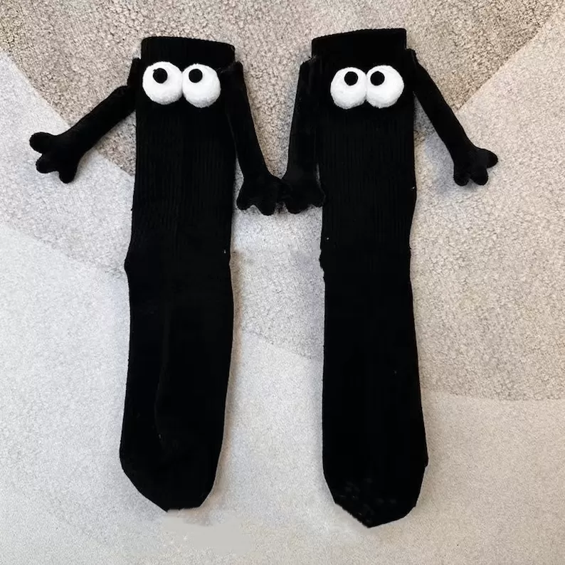 Holding Hands Socks Magnetic Hand Socks Funny Big Eye Socks for Couples Friends