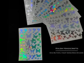 Holographic Resin Stickers- Dove Butterfly Heart series