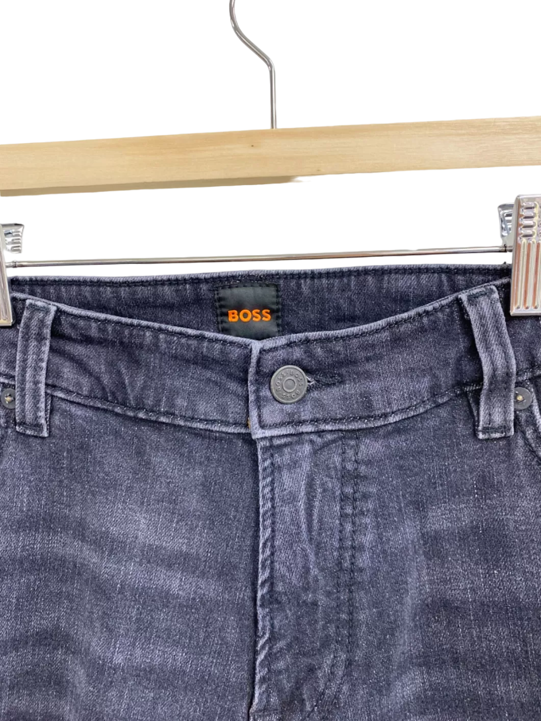 Hugo Boss Grey Denim Re.Maine-Shorts Regular Fit W34