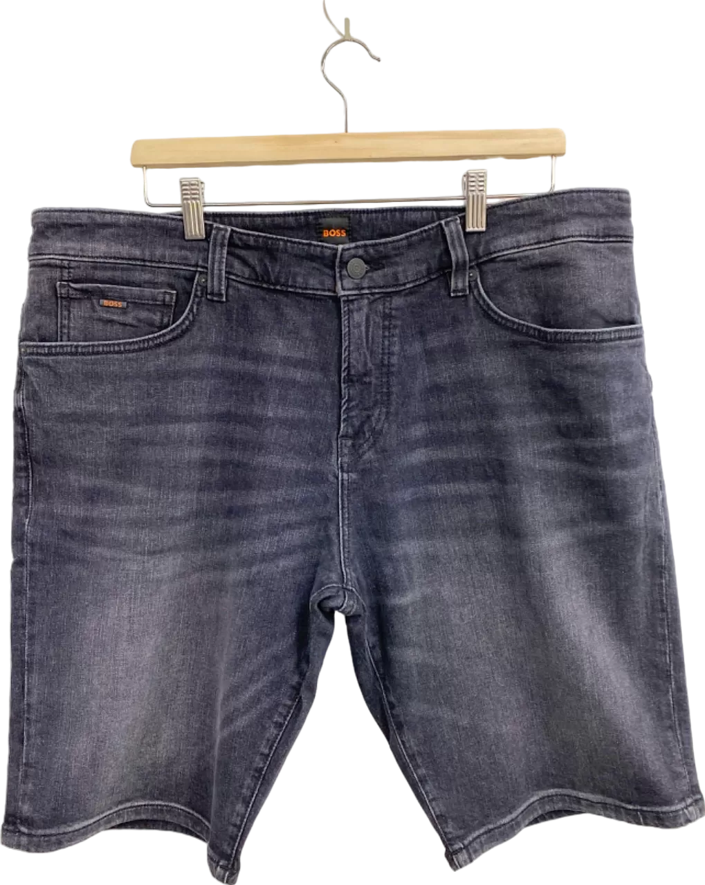 Hugo Boss Grey Denim Re.Maine-Shorts Regular Fit W34