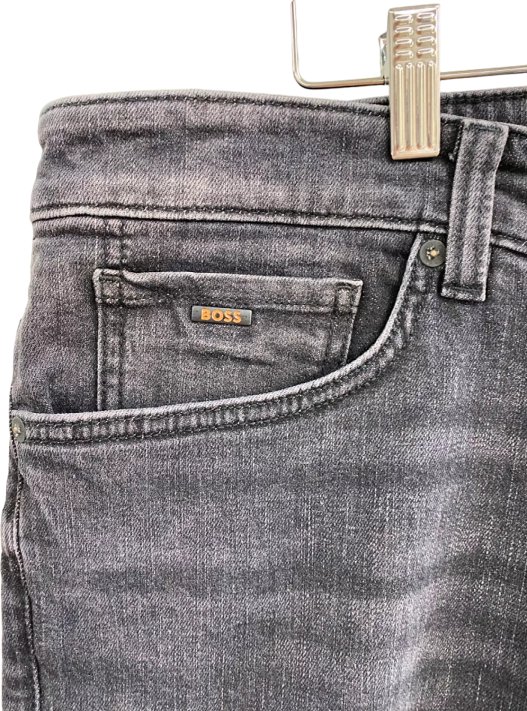 Hugo Boss Grey Denim Re.Maine-Shorts Regular Fit W34