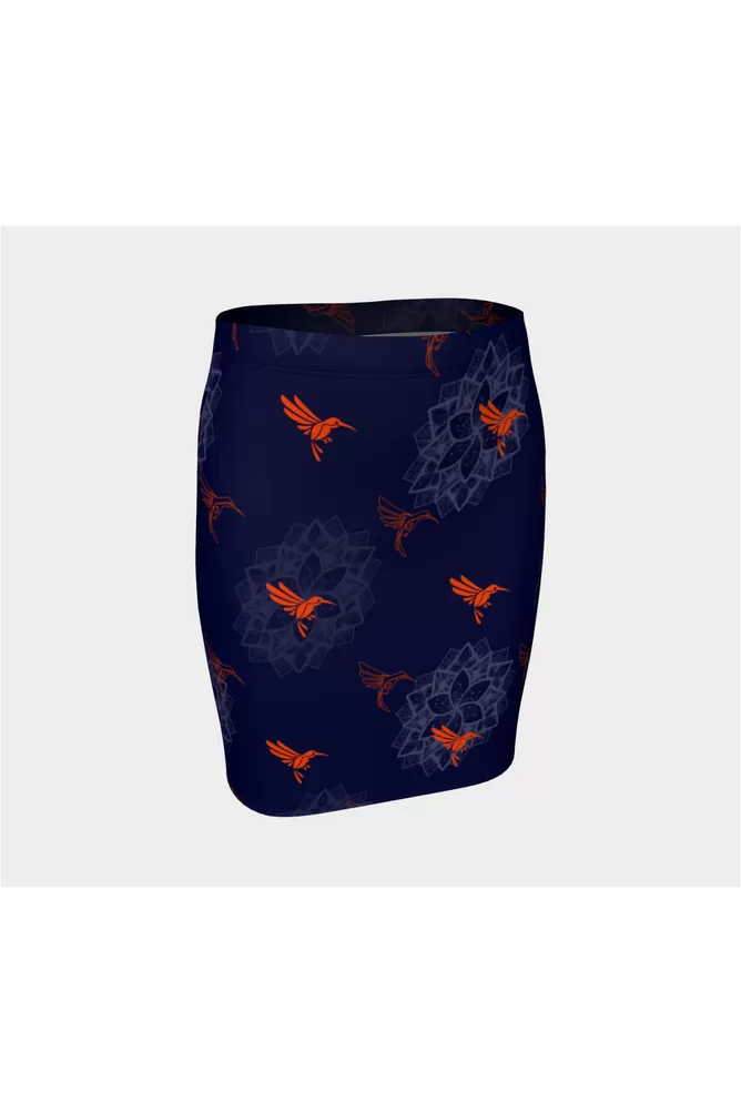 Hummingbird Orange Fitted Skirt