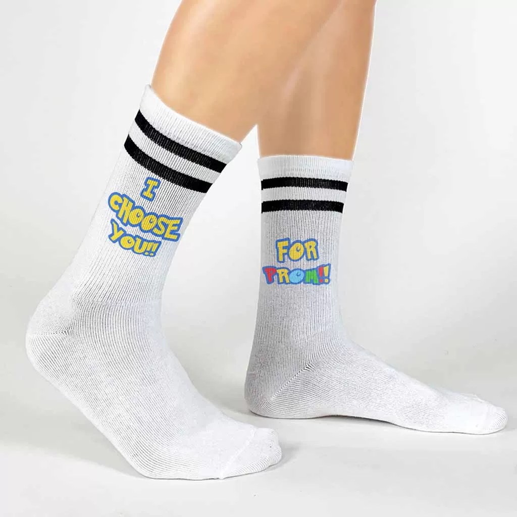 I Choose You Promposal Idea for Him or Her, Fun Anime Socks