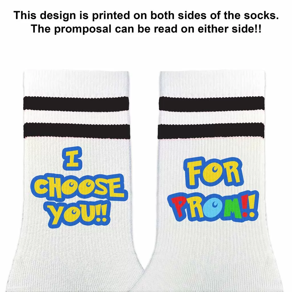 I Choose You Promposal Idea for Him or Her, Fun Anime Socks