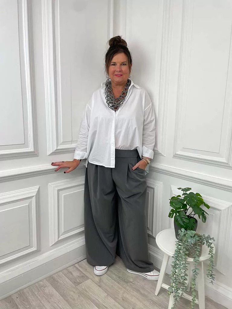 I.D Palazzo Trousers - Grey