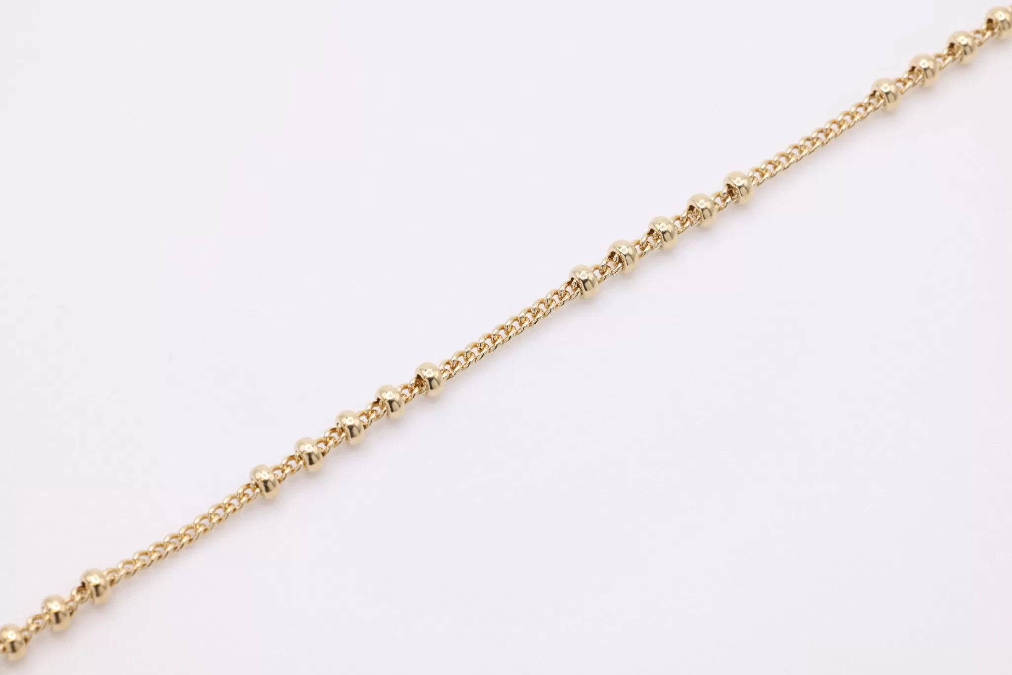 Isabella Five Bead Satellite Chain, 14K Gold Overlay Plated, Wholesale Jewelry Chain