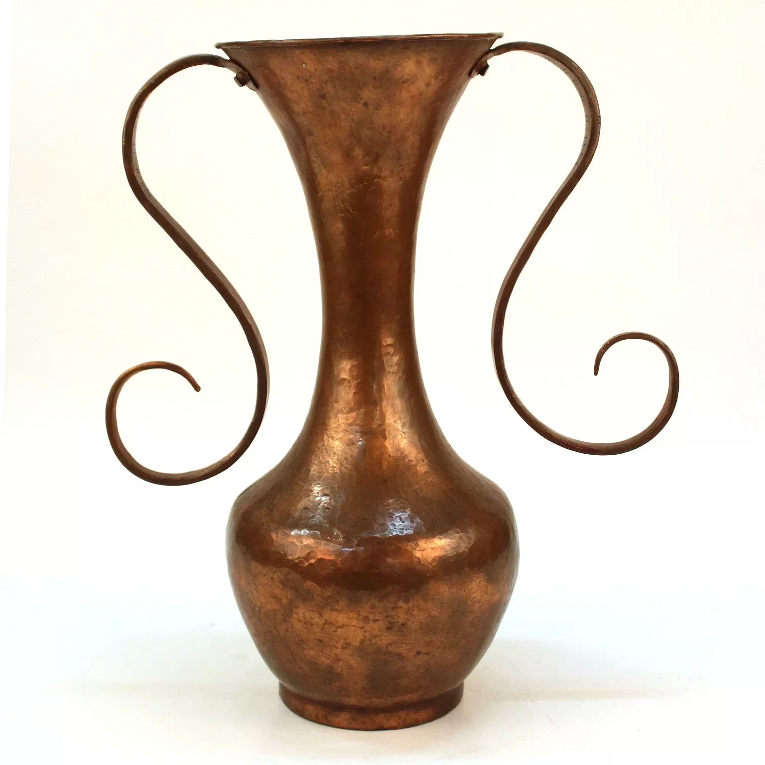 Italian Modernist Hammered Copper Vase