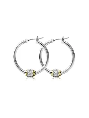 John Medeiros Beaded Pave Hoop Earring - G2735-AF00