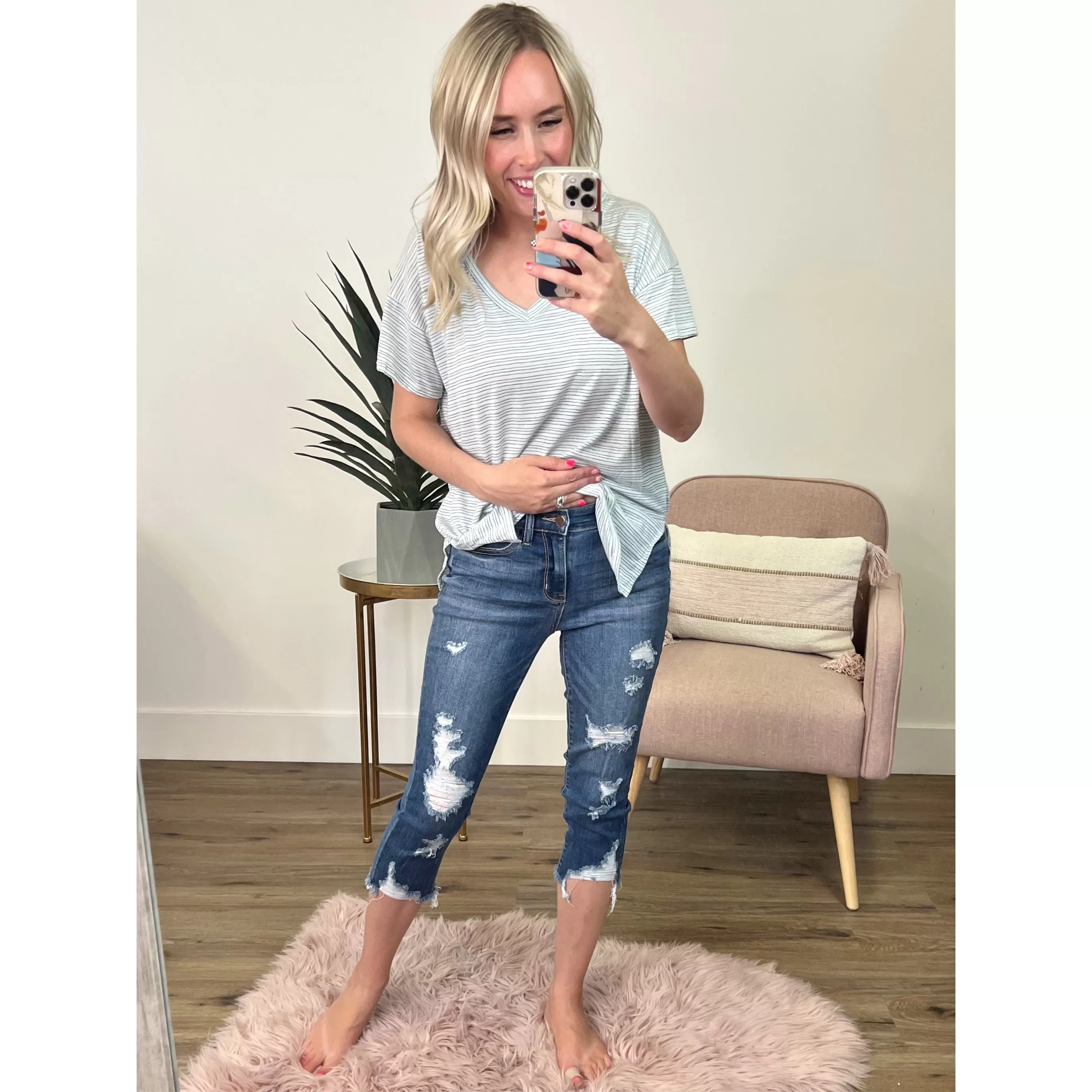 Judy Blue Camila Distressed Capris FINAL SALE