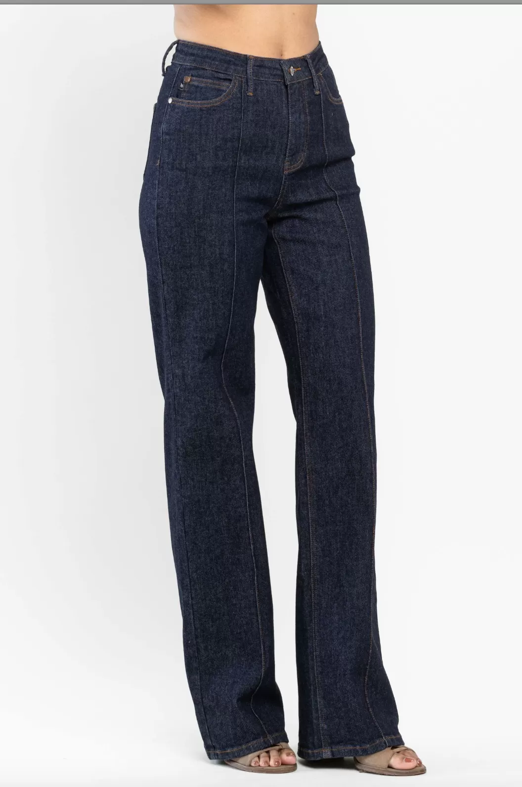 Judy Blue Front Seam Wide Leg Mom Jeans