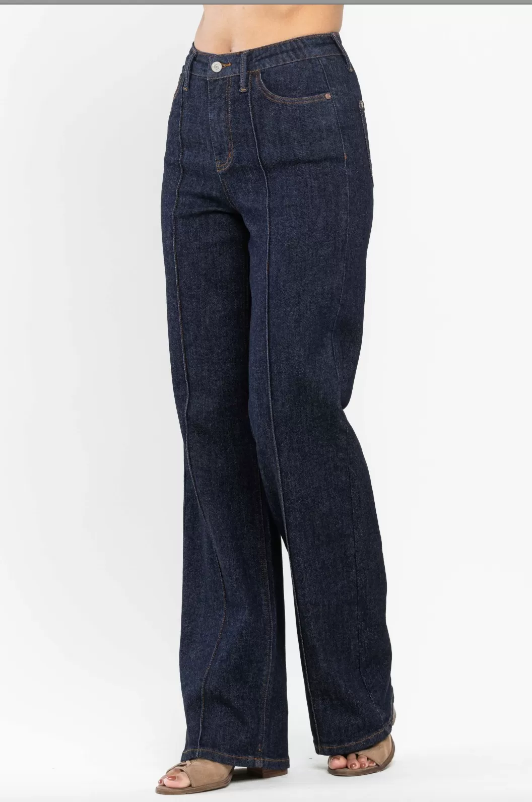 Judy Blue Front Seam Wide Leg Mom Jeans