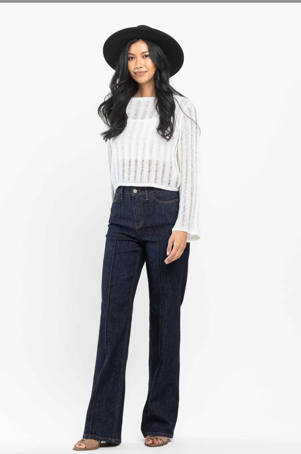 Judy Blue Front Seam Wide Leg Mom Jeans