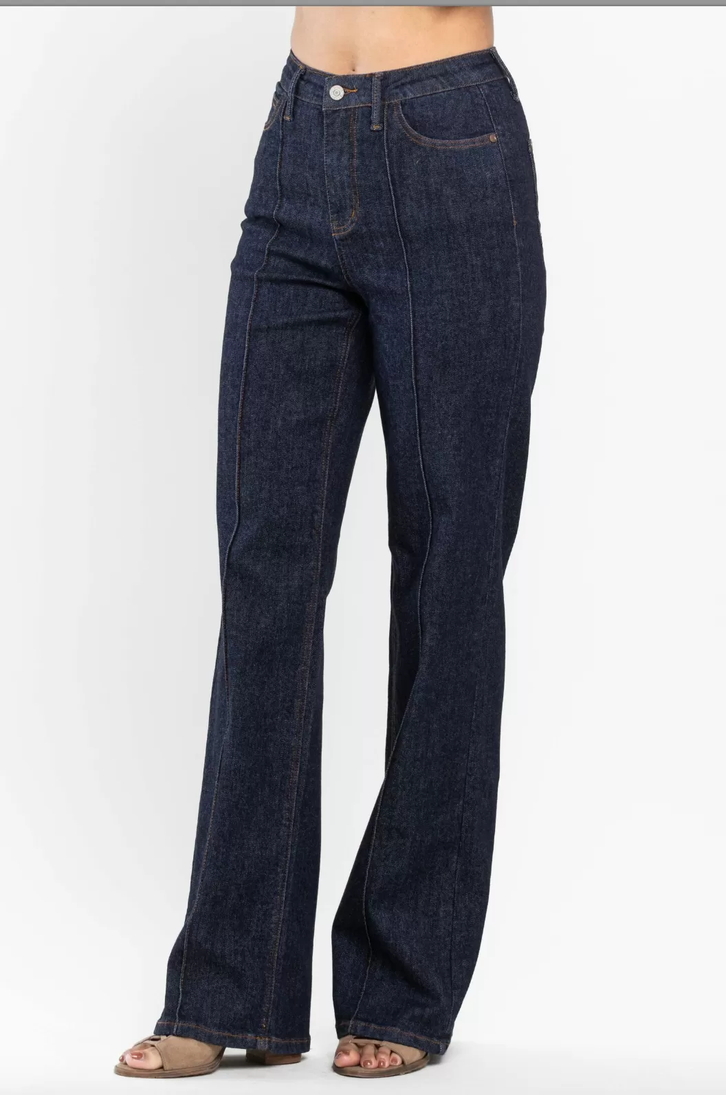 Judy Blue Front Seam Wide Leg Mom Jeans