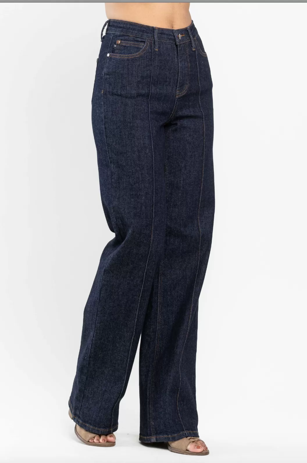 Judy Blue Front Seam Wide Leg Mom Jeans