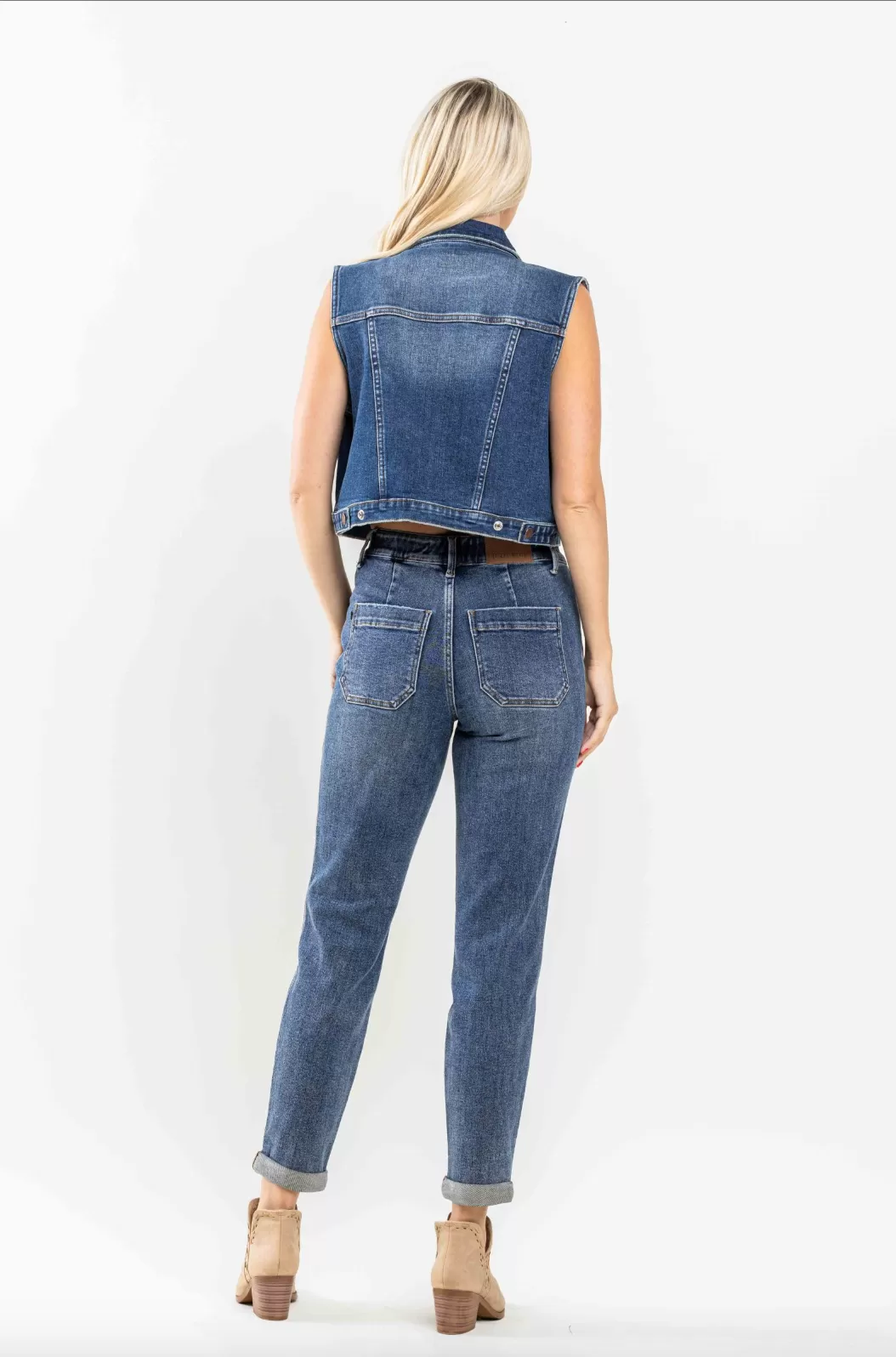 Judy Blue Medium Wash Cuffed Denim Joggers