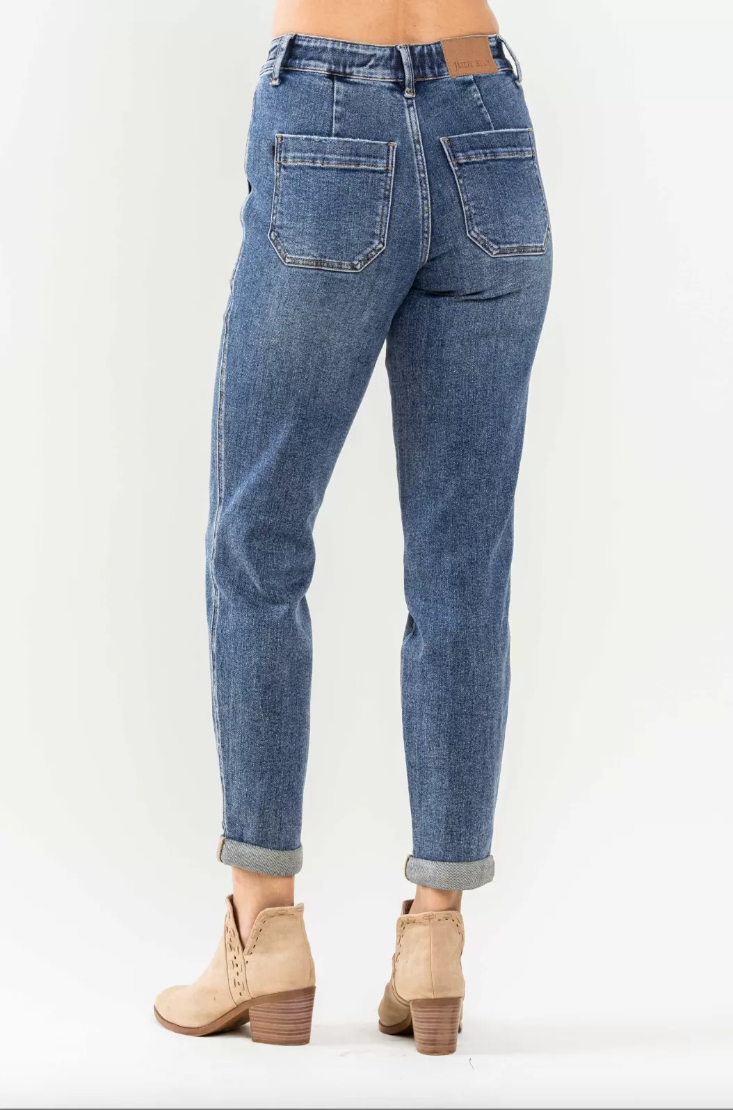 Judy Blue Medium Wash Cuffed Denim Joggers