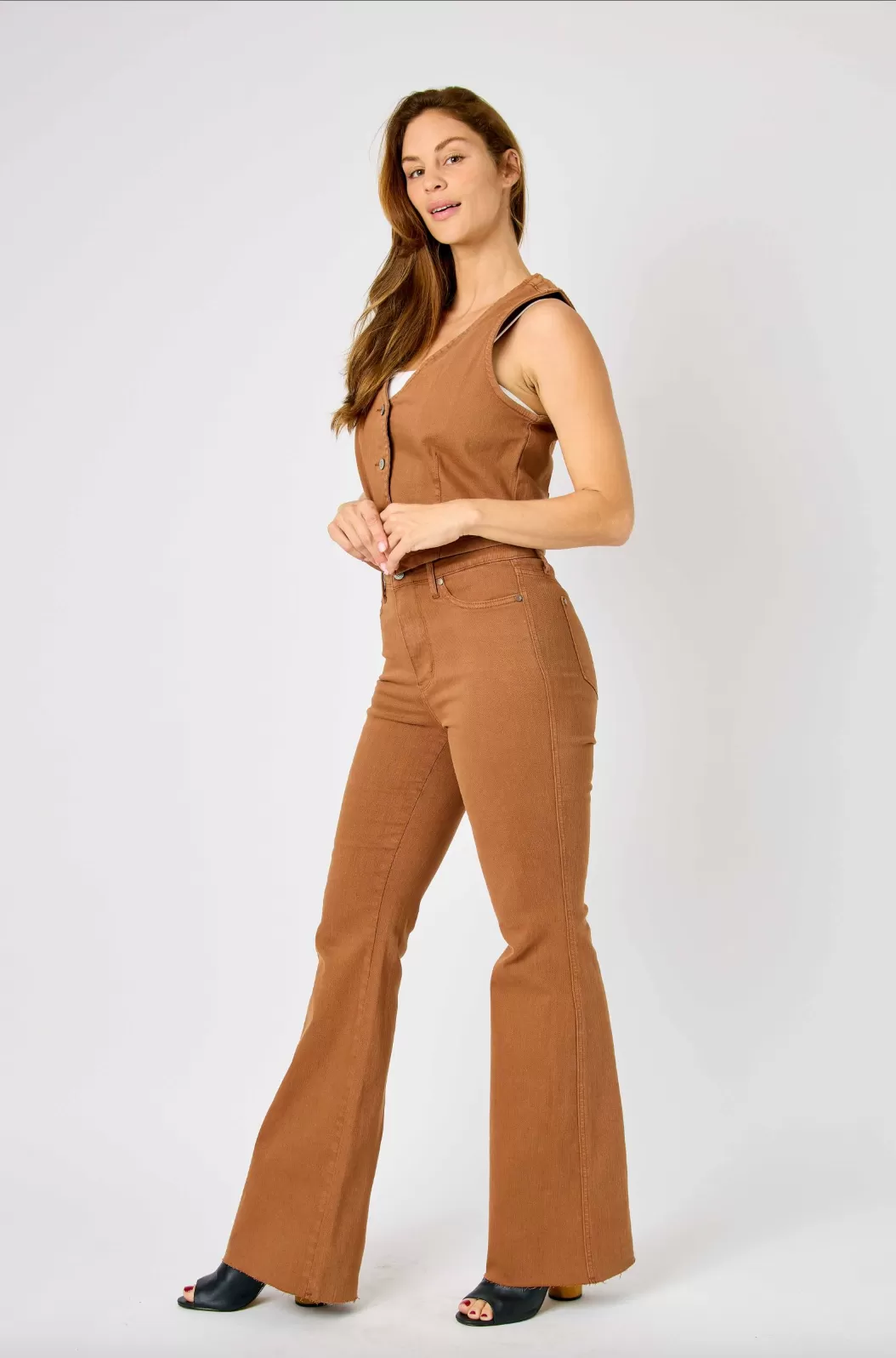 Judy Blue Tummy Control Flare Jeans - Brown