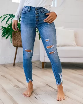 KanCan Maren Button Up Distressed Jeans