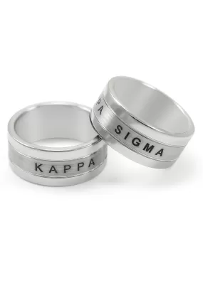 Kappa Sigma Tungsten Ring with Founding Date and Crest