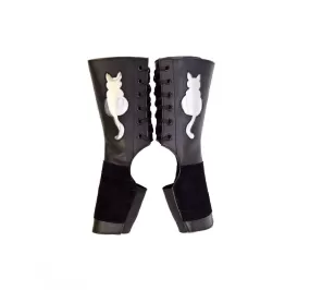 Kitty SHORT Black Aerial boots w/ metallic Cat   Grip Panel