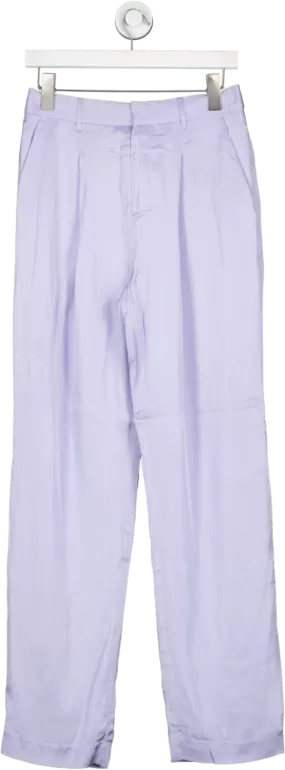 L'academie Purple Satin Wide Leg Trousers UK S