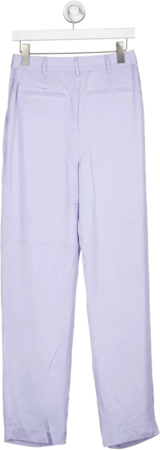 L'academie Purple Satin Wide Leg Trousers UK S