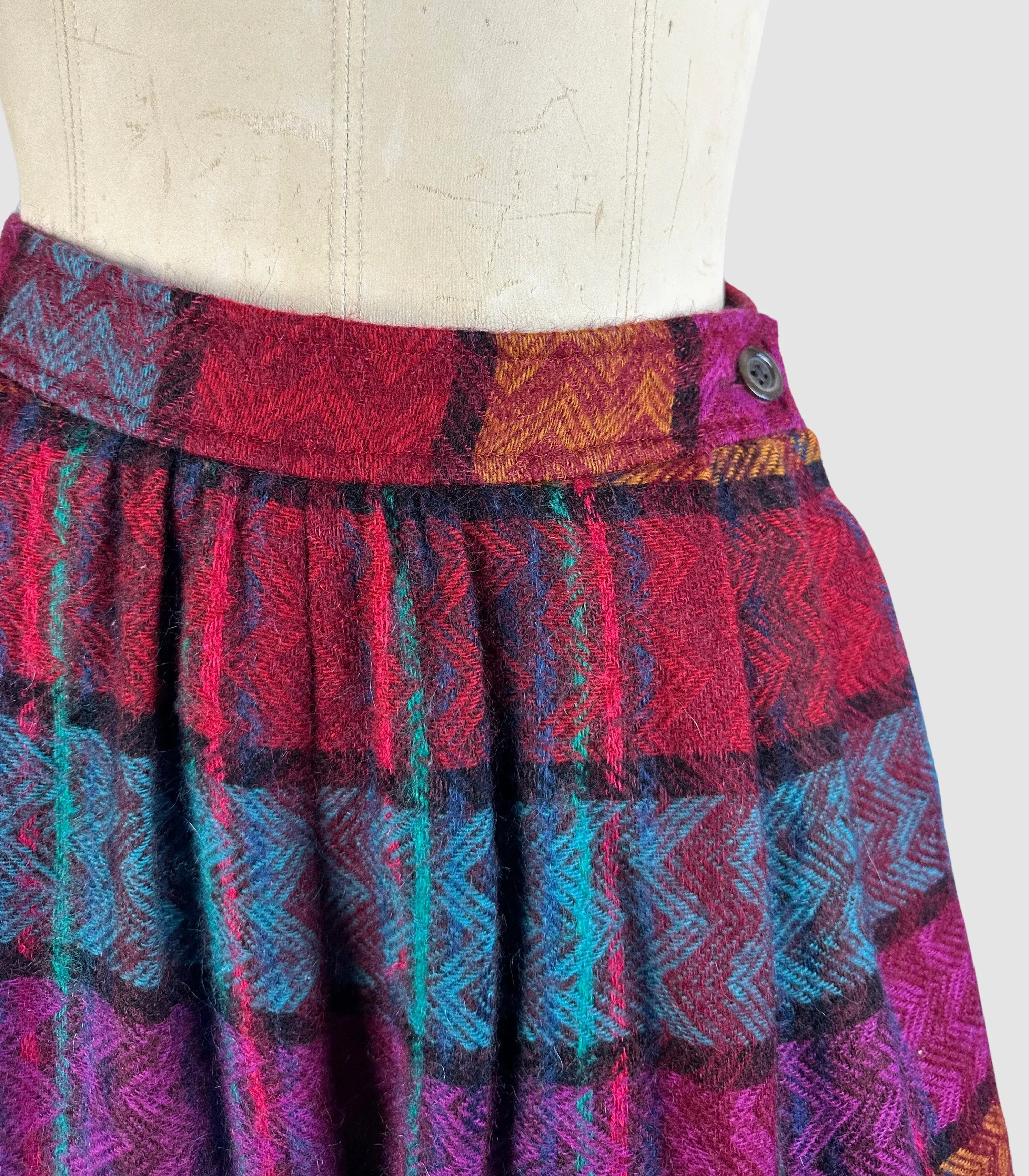 LANVIN 70s Plaid Tweed Culottes Small