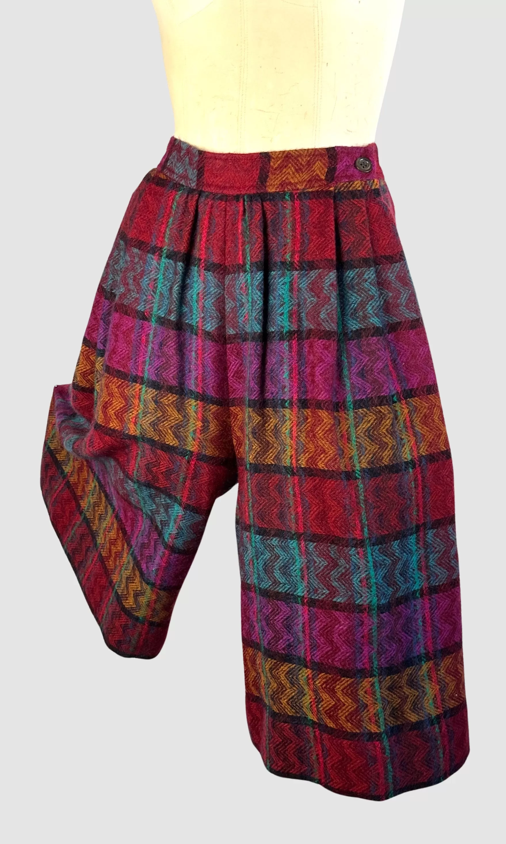 LANVIN 70s Plaid Tweed Culottes Small