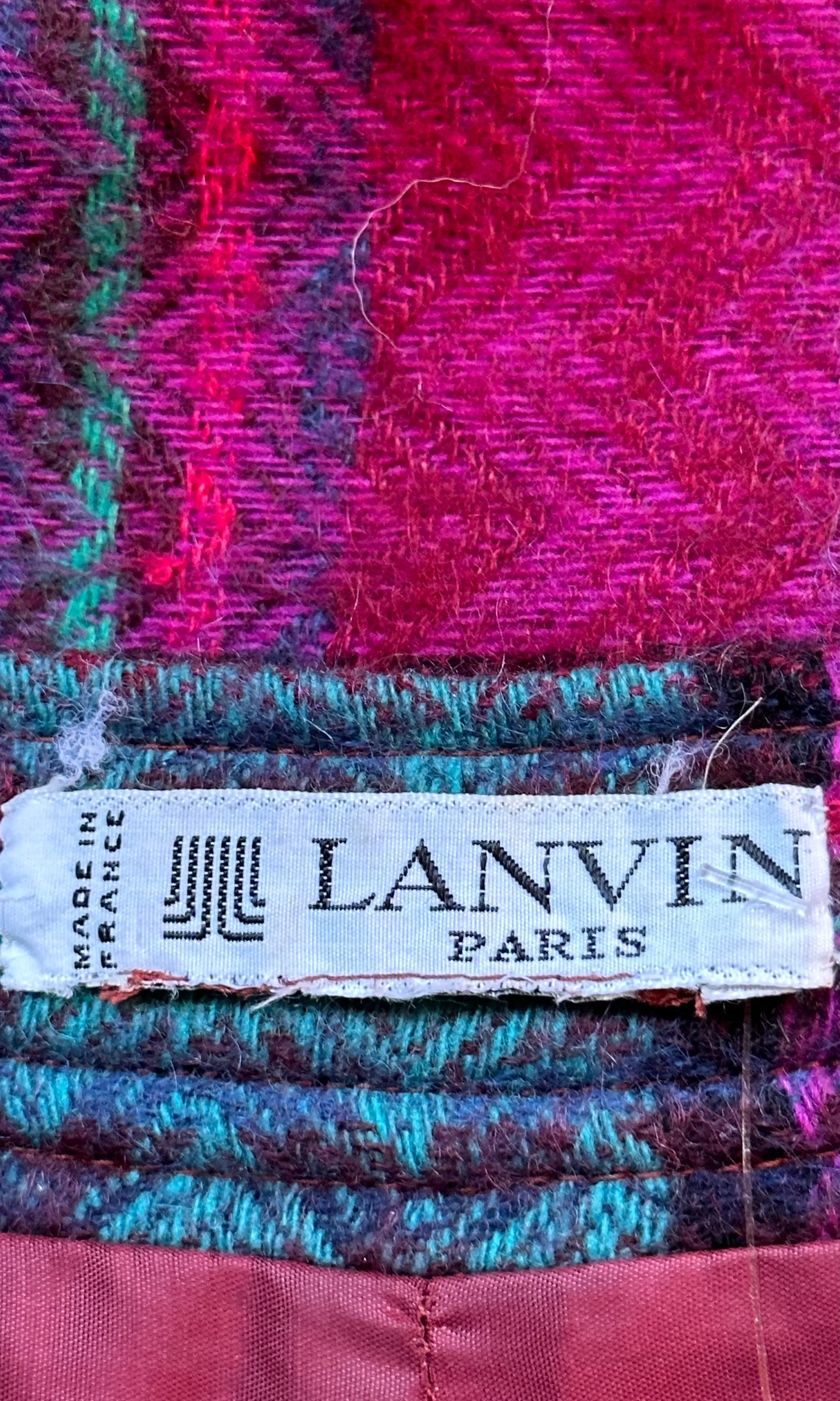 LANVIN 70s Plaid Tweed Culottes Small