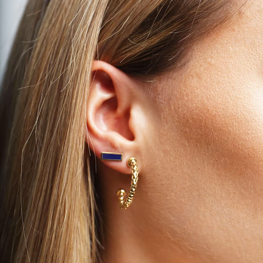 Lapis Bar Stud Earrings